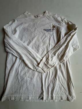 Y2K 2010 Long Sleeve Graphic Tee White Running Shirt Size M